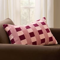 Charlie Pink Check Velvet Cushion