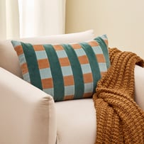 Charlie Sea Green Check Velvet Cushion
