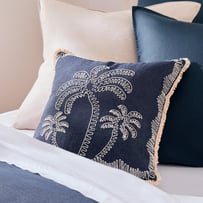 Denim Blue Palm Cushion