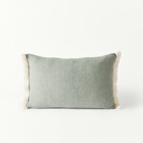 European Collection Elio Chambray Blue & Hunter Green Cushion