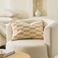 Sirena Natural Patchwork Check Cushion
