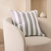 Belgian Elijah Forest & Pine Stripe Vintage Washed Linen Cushion