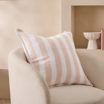 Belgian Elijah Nude Pink & Dusty Rose Stripe Vintage Washed Linen Cushion
