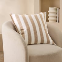 Belgian Elijah Hazelnut & Brown Sugar Stripe Vintage Washed Linen Cushion