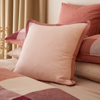 Belgian Vintage Washed Linen Nude Pink & Rosewood Border Cushion