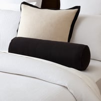 Belgian Vintage Washed Linen Black Bolster Cushion