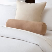 Belgian Vintage Washed Linen Hazelnut Bolster Cushion