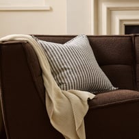 Belgian Vintage Washed Linen Linen & Black Bengal Stripe Cushion