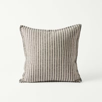 Belgian Vintage Washed Linen Linen & Black Bengal Stripe Cushion