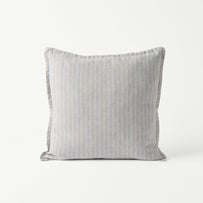 Belgian Vintage Washed Linen Linen & Light Denim Bengal Stripe Cushion