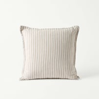 Belgian Vintage Washed Linen Linen & White Bengal Stripe Cushion
