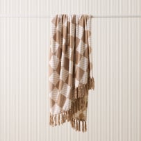 Aspen Brown Sugar Harlequin Fleece Tassel Throw