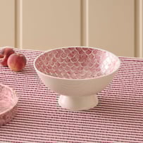 Sicily Raspberry Tile Capiz Pedestal Bowl