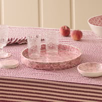 Sicily Raspberry Tile Capiz Round Tray