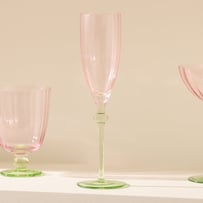 Carlita Drinkware Pink & Green Champagne Flute Pack of 2