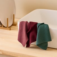Hudson Green & Pink Cotton Bamboo Knitted Washcloths Pack of 3