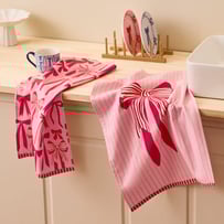 Bella Pink Bows Tea Towel Pack of 2