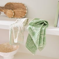 Natures Palm Green & Natural Tea Towel Pack of 2