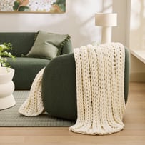 Newport White Chunky Knit Throw