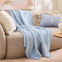 Leiden Cashemere Blue Boucle Throw