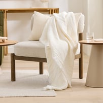 Belgian Vintage Wash Linen White Throw