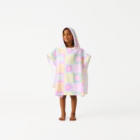 Kids Floral Check Beach Hooded Towel 