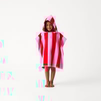 Kids Pink & Red Stripe Beach Hooded Towel