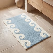 Wave Chambray Blue & Natural Bath Mat