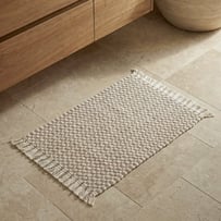 Woven Natural & Mushroom Check Bath Mat