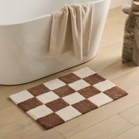 Natural & Moss Check Bath Mat