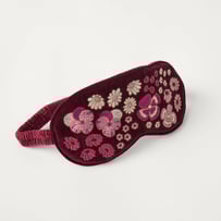 Embroidered Velvet Burgundy Floral Eye Mask