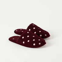 Polka Dot Burgundy Sherpa Slipper