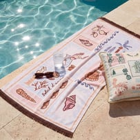 Luxe Blue & Pink Nerida Velour Beach Towel