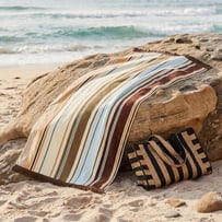 Luxe Chocolate Hastings Stripe Velour Beach Towel