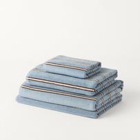European Lincoln Blue & Espresso Stripe Turkish Cotton Towel Range