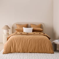 Vintage Washed Linen Caramel Quilt Cover Separates