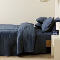 Melange Navy Flannel Quilted Coverlet Separates