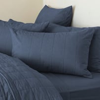 Stonewashed Cotton Midnight Navy Quilted Pillowcases