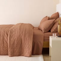 Stonewashed Cotton Earth Quilted Grid Coverlet Separates