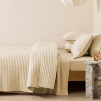 Melange Oat Flannel Coverlet Separates