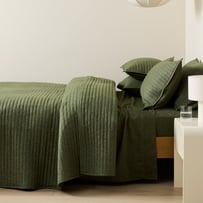 Melange Olive Flannel Quilted Coverlet Separates