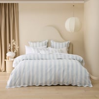 Frankie Scallop Dusty Blue Quilt Cover Set + Separates