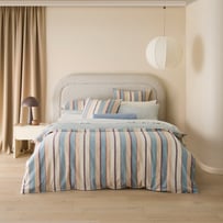 Linen Cotton Nordic Blue Harbour Stripe Quilt Cover Set + Separates