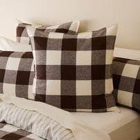 Linen Cotton Chocolate Check Pillowcases