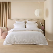 Egyptian Cotton White Ladder Embroidery Quilt Cover Set