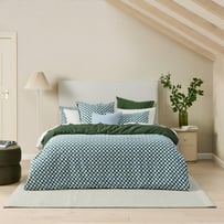 Stonewashed Cotton Basil & Coast Check Quilt Cover Separates
