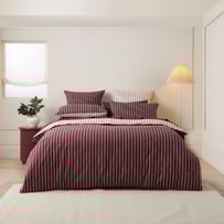 Stonewashed Cotton Burgundy & Coconut Stripe Quilt Cover Separates