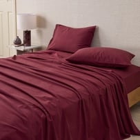 Stonewashed Cotton Burgundy Sheet Separates