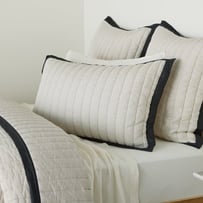 Vintage Washed Linen Linen & Onyx Border Quilted Pillowcases