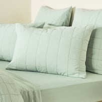 Stonewashed Cotton Mint Quilted Pillowcases